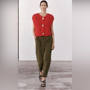 Zara ZW COLLECTION STRAIGHT LEG PANTS color Khaki